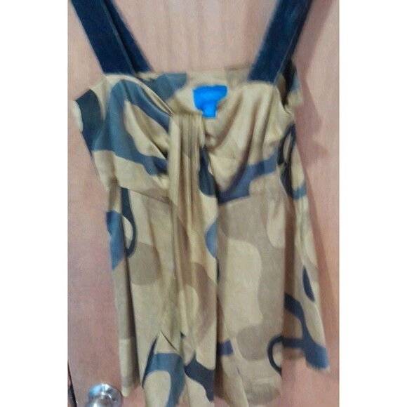 Simply Vera Wang GOLD/ BLUES Tank Top Size 6 Womens 1/2 Zip Side  VERY PRETTY - Picture 2 of 11